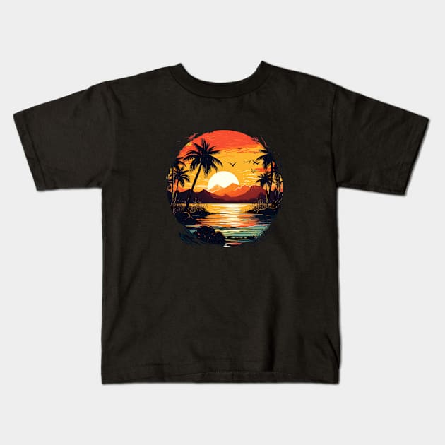 Mountainous Sunset Kids T-Shirt by Balthazar's Bazaar